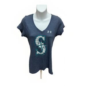 Under Armour Seattle Mariners Shirt Womens Size Small Blue MLB Baseball